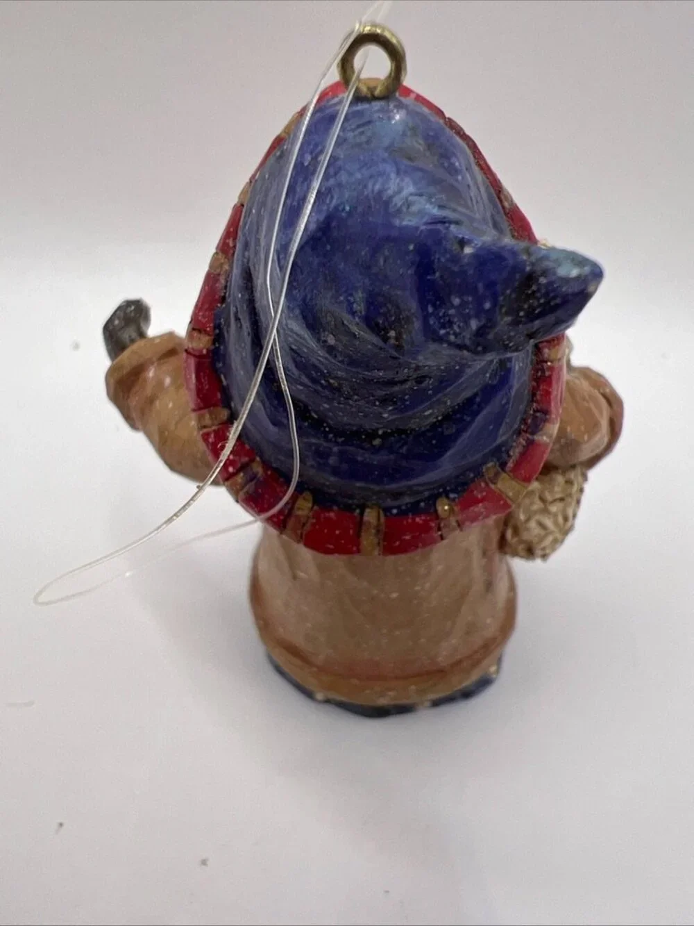 Vtg Carved Santa Folk Art Holding Sheep Wizard Santa Resin